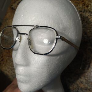 Airco Z87 Clear Lens Silver Tone Frame Metal 5 1/2 Eyeglasses USA